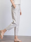 Ankle Length Slim Elegant Linen Plain Pants (Style V102386)