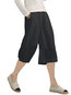 Knee Length Loose Slow Life Polyester Plain Shorts (Style V102387)