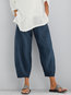 Loose Slow Life Patchwork Polyester Plain Shorts (Style V102388)