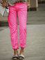 Ankle Length Slim Elegant Cotton Blends Plain Pants (Style V102390)