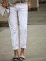 Ankle Length Slim Elegant Cotton Blends Plain Pants (Style V102390)