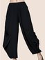 Ankle Length Loose Stringy Selvedge Cotton Plain Pants (Style V102392)