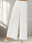 Maxi Loose Slow Life Cotton Blends Plain Pants (Style V102395)