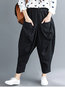 Ankle Length Fashion Pockets Linen Plain Pants (Style V102396)