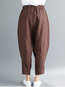 Ankle Length Fashion Pockets Linen Plain Pants (Style V102396)