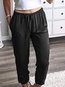 Loose Slow Life Pockets Polyester Plain Pants (Style V102399)