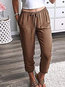 Loose Slow Life Pockets Polyester Plain Pants (Style V102399)
