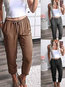 Loose Slow Life Pockets Polyester Plain Pants (Style V102399)