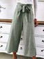 Loose Slow Life Belt Polyester Plain Pants (Style V102400)