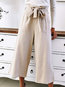 Loose Slow Life Belt Polyester Plain Pants (Style V102400)