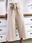 Loose Slow Life Belt Polyester Plain Pants (Style V102400)