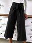 Loose Slow Life Belt Polyester Plain Pants (Style V102400)