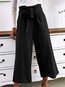 Loose Slow Life Belt Polyester Plain Pants (Style V102400)