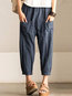 Ankle Length Loose Pattern Cotton Blends Striped Pants (Style V102404)
