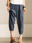 Ankle Length Loose Pattern Cotton Blends Striped Pants (Style V102404)