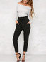 Ankle Length Slim Elegant Belt Polyester Pants (Style V102405)