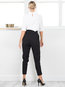 Ankle Length Slim Elegant Belt Polyester Pants (Style V102405)