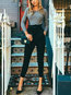 Ankle Length Slim Elegant Belt Polyester Pants (Style V102405)