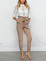 Ankle Length Slim Elegant Belt Polyester Pants (Style V102405)
