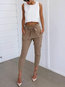 Ankle Length Slim Elegant Belt Polyester Pants (Style V102405)