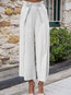 Loose Slow Life Belt Cotton Plain Pants (Style V102406)