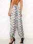 Ankle Length Slim Slow Life Polyester Floral Pants (Style V102412)