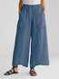 Ankle Length Loose Slow Life Linen Plain Pants (Style V102416)
