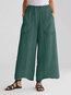 Ankle Length Loose Slow Life Linen Plain Pants (Style V102416)