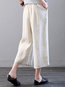 Ankle Length Loose Slow Life Pockets Polyester Pants (Style V102417)