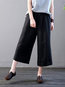 Ankle Length Loose Slow Life Pockets Polyester Pants (Style V102417)