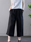 Ankle Length Loose Slow Life Pockets Polyester Pants (Style V102417)