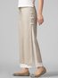 Loose Slow Life Strappy Linen Plain Pants (Style V102418)