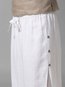 Ankle Length Slow Life Strappy Linen Plain Pants (Style V102420)