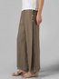 Ankle Length Slow Life Strappy Linen Plain Pants (Style V102420)