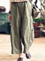 Ankle Length Slow Life Pockets Linen Gradient Pants (Style V102424)