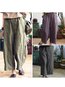 Ankle Length Slow Life Pockets Linen Gradient Pants (Style V102424)