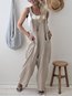 Ankle Length Slow Life Strappy Polyester Plain Pants (Style V102435)