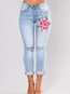 Ankle Length Skinny Pockets Denim Plain Jeans (Style V102437)