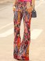 Skinny Elegant Patchwork Polyester Floral Pants (Style V102444)