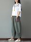 Ankle Length Loose Slow Life Pattern Cotton Pants (Style V102445)