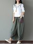 Ankle Length Loose Slow Life Pattern Cotton Pants (Style V102445)