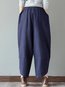 Ankle Length Loose Slow Life Pattern Cotton Pants (Style V102445)