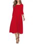 Classy T Shirt Round Neck Solid Color Polyester Casual Dresses (Style V102474)