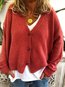 Short Fashion Plain Cotton Blends Button Sweater (Style V102491)