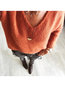 V-neck Short Fashion Plain Wool Blends Sweater (Style V102493)