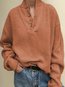 Stand Collar Loose Fashion Plain Button Sweater (Style V102497)