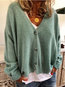 Loose Date Night Plain Knitted Button Sweater (Style V102501)