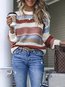 Round Neck Date Night Striped Dacron Pattern Sweater (Style V102502)