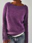 Round Neck Short Fashion Plain Cotton Sweater (Style V102510)