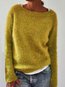 Round Neck Short Fashion Plain Cotton Sweater (Style V102510)